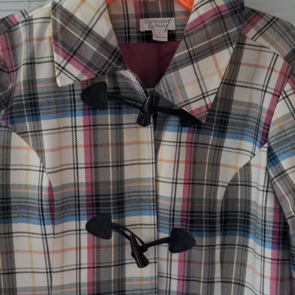 Christopher & Banks Ladies Fall Plaid Peacoat L - Picture 2 of 4